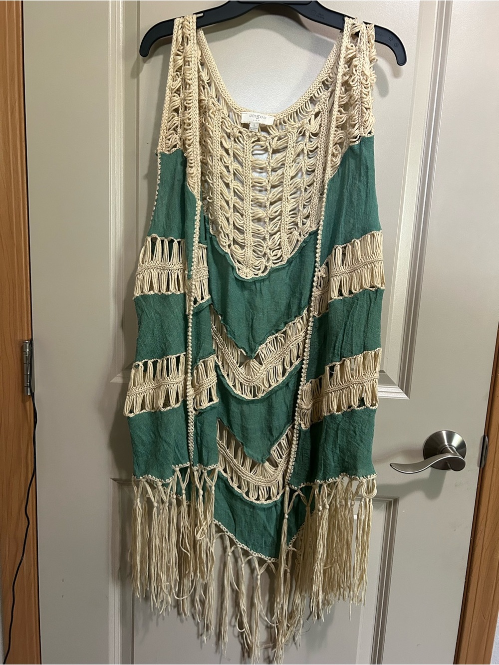 Umgee boho Crochet Fringe- Cream and Teal
